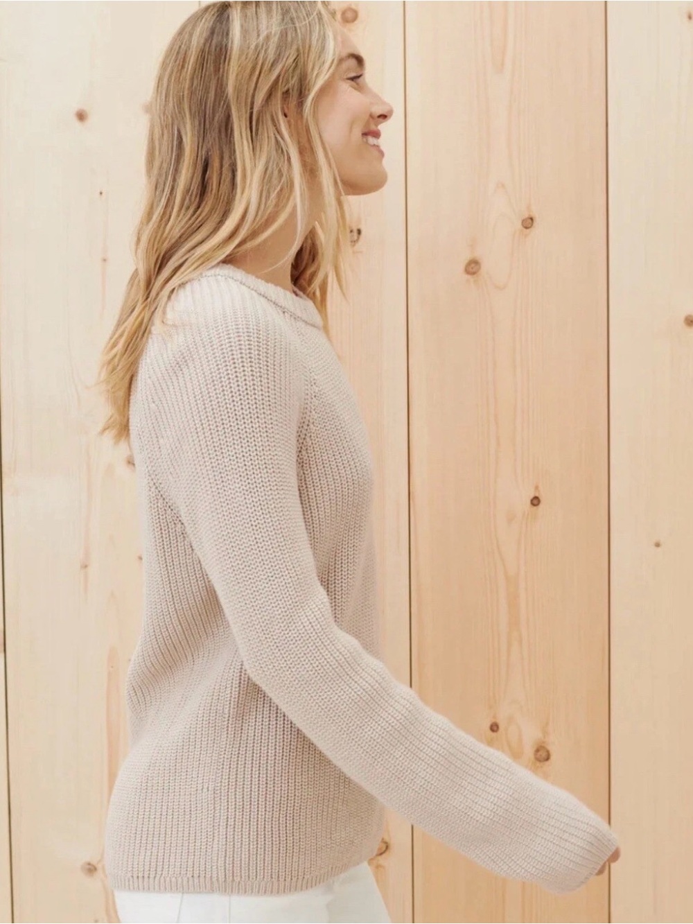 JENNI KAYNE Cotton Fisherman Sweater -Size L - Picture 3 of 5